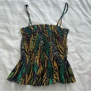 H&M Tropical Print Smocked Crop Top